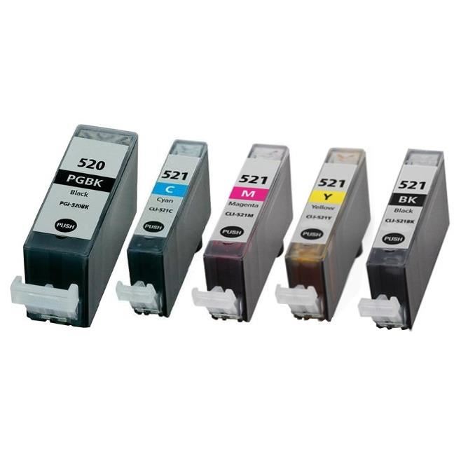 Multipack compatible canon cli-521 et pgi-520 (5 cartouches)