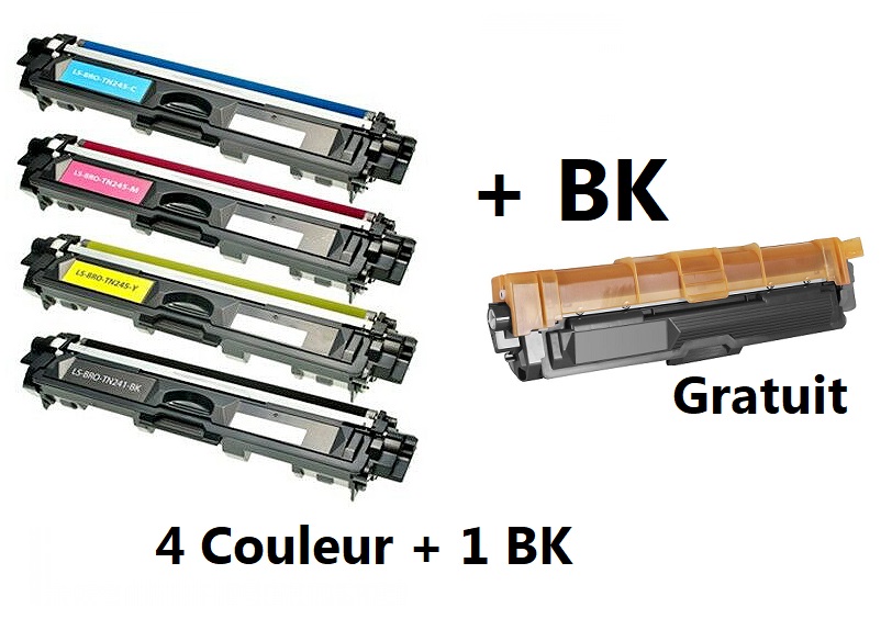 MultiPack 4 Toner Brother TN-241/245 + 1 Noire - Compatible