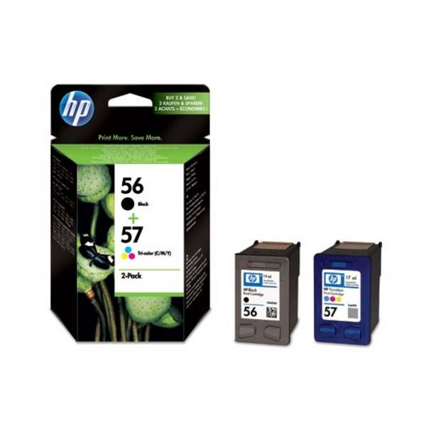 Cartouches HP N° 56+57 Pack Noir & Couleur