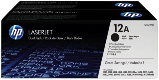 Pack 2 Toner HP Q2612AD - 12A Noir