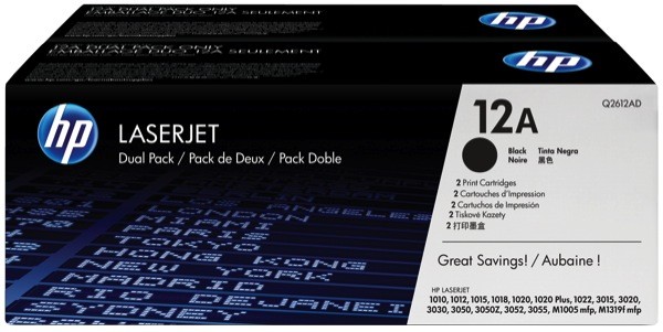 Pack 2 Toner HP Q2612AD – 12A Noir