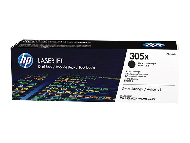 MultiPack 2 Toner HP CE410XD – 305XD Noir