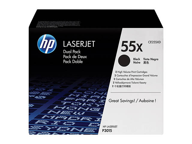 Pack 2 Toner HP CE255XD – 55X Noir HC