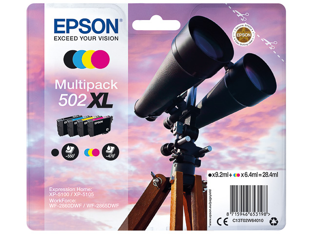 Pack Cartouche D’Encre Epson 502XL BK/C/Y/M