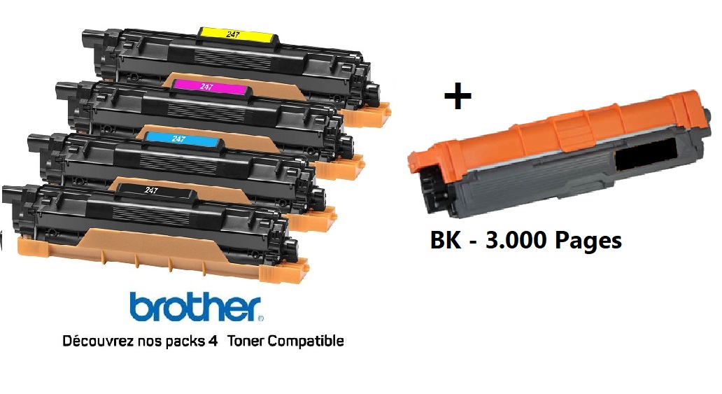 MultiPack Toner Brother TN-247 CMYBK + 1 Noir – Compatible